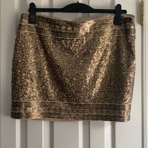Gold sequin mini skirt